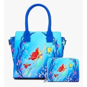 NWT Loungefly The Little Mermaid Under The Sea Trio Mini Satchel And Wallet SET!